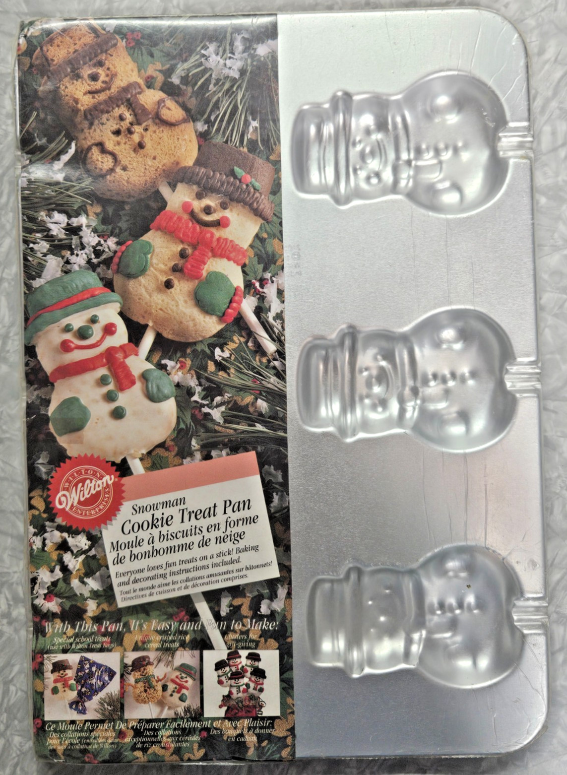 Wilton Snowman Cookie Treat Pan 1998 Sealed 6 Snowmen Mold Tray 13x9 Vintage