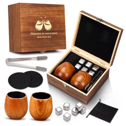 Handcrafted Charred Wooden Bourbon Glass Premium Whiskey Drinking Tumbler, 2