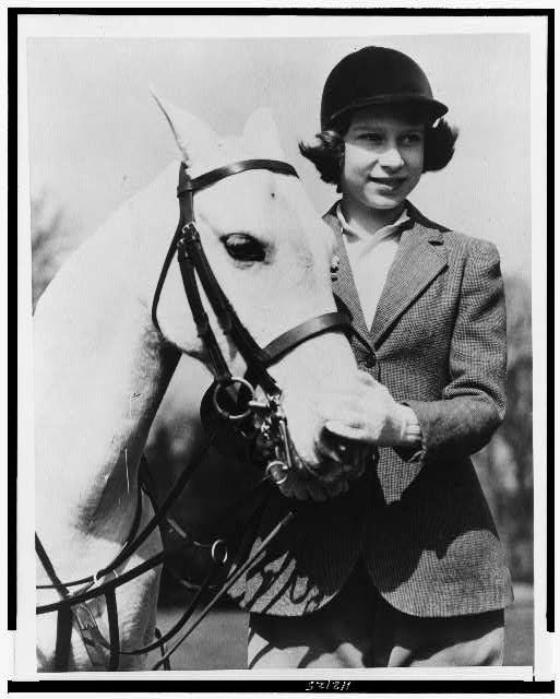 Princess Elizabeth 1939 13th Birthday Portrait with White Pony Great Britain