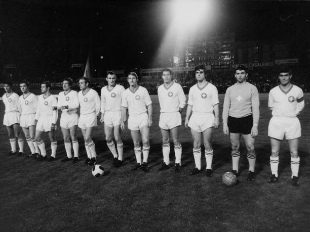 International match Portugal Switzerland Lisbon 1969 The Swiss team Old Photo