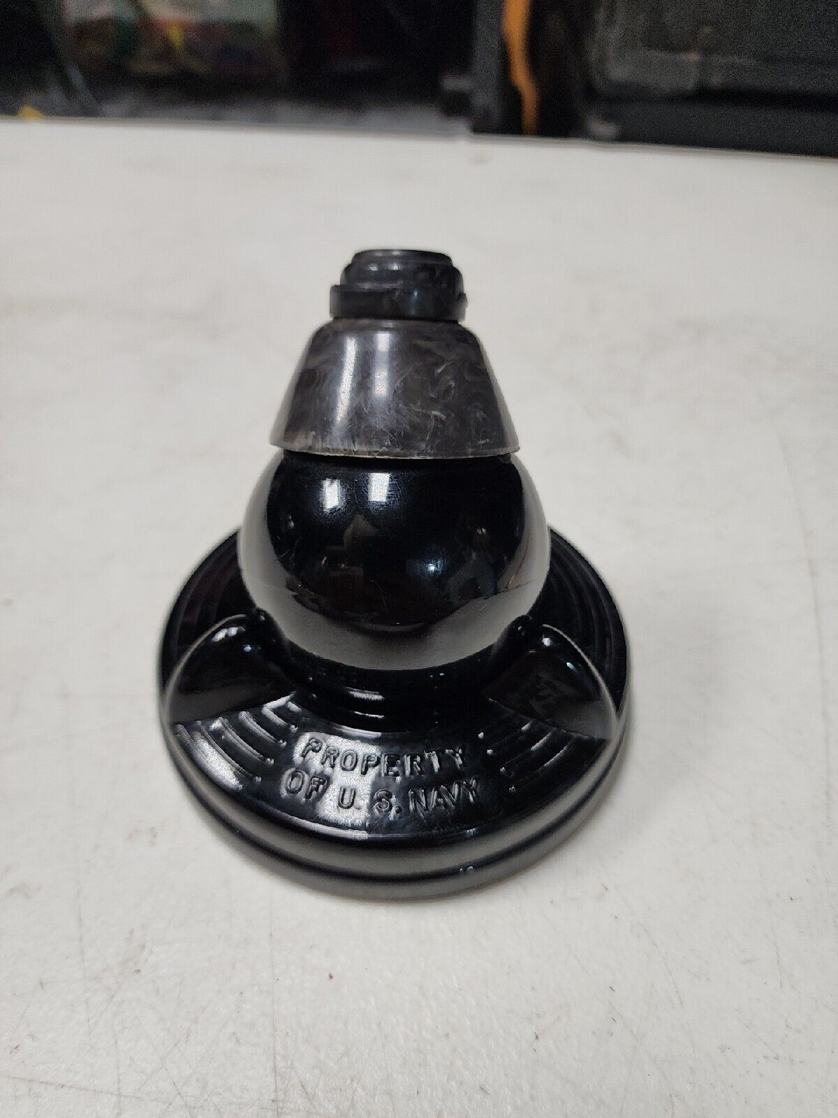 Vintage Swivodex Inkwell  US Navy Black Glass Zephyr American Corp complete