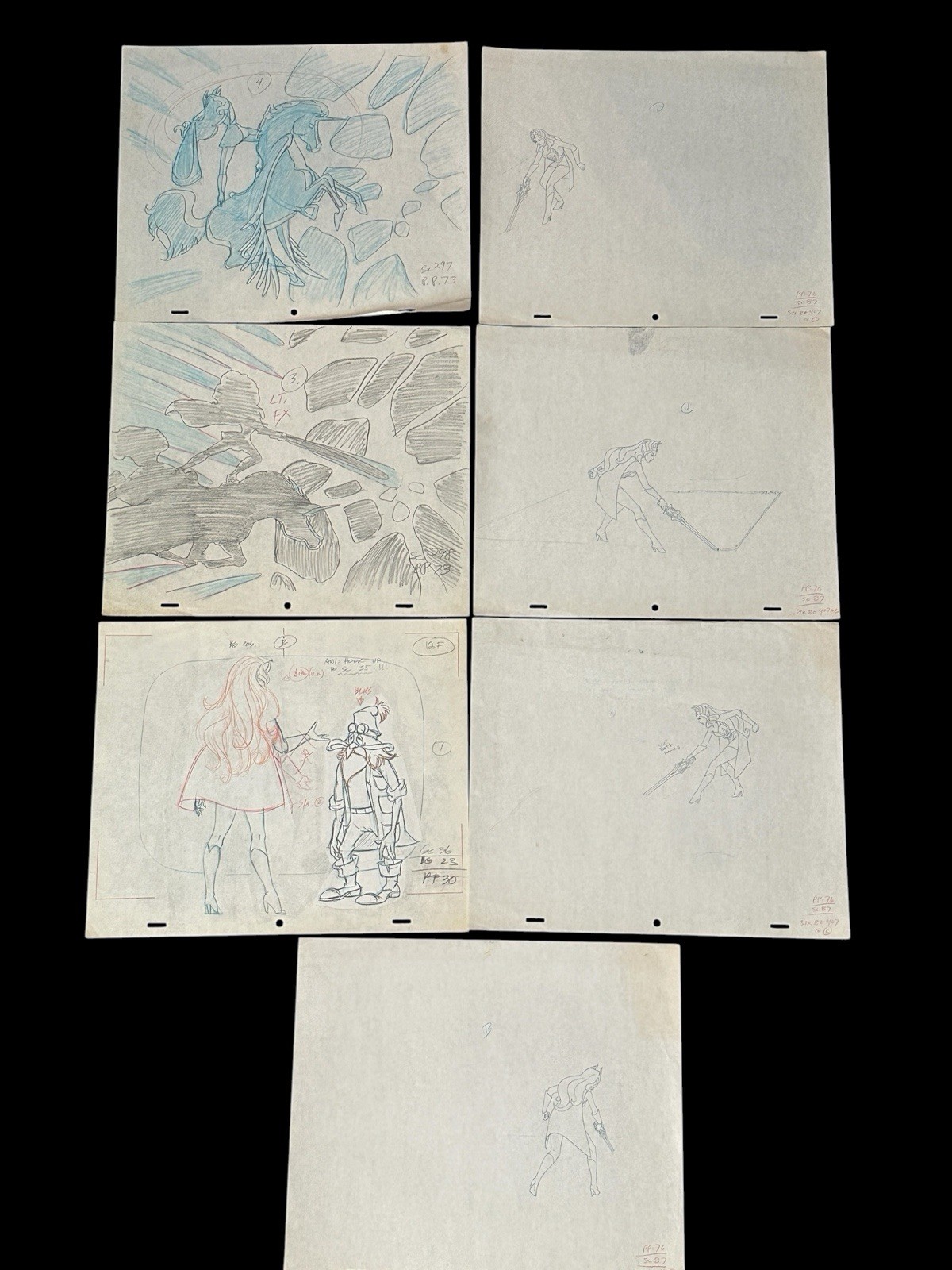 1980s She-Ra Princess of Power Original Animation Production Drawings Lot of 7
