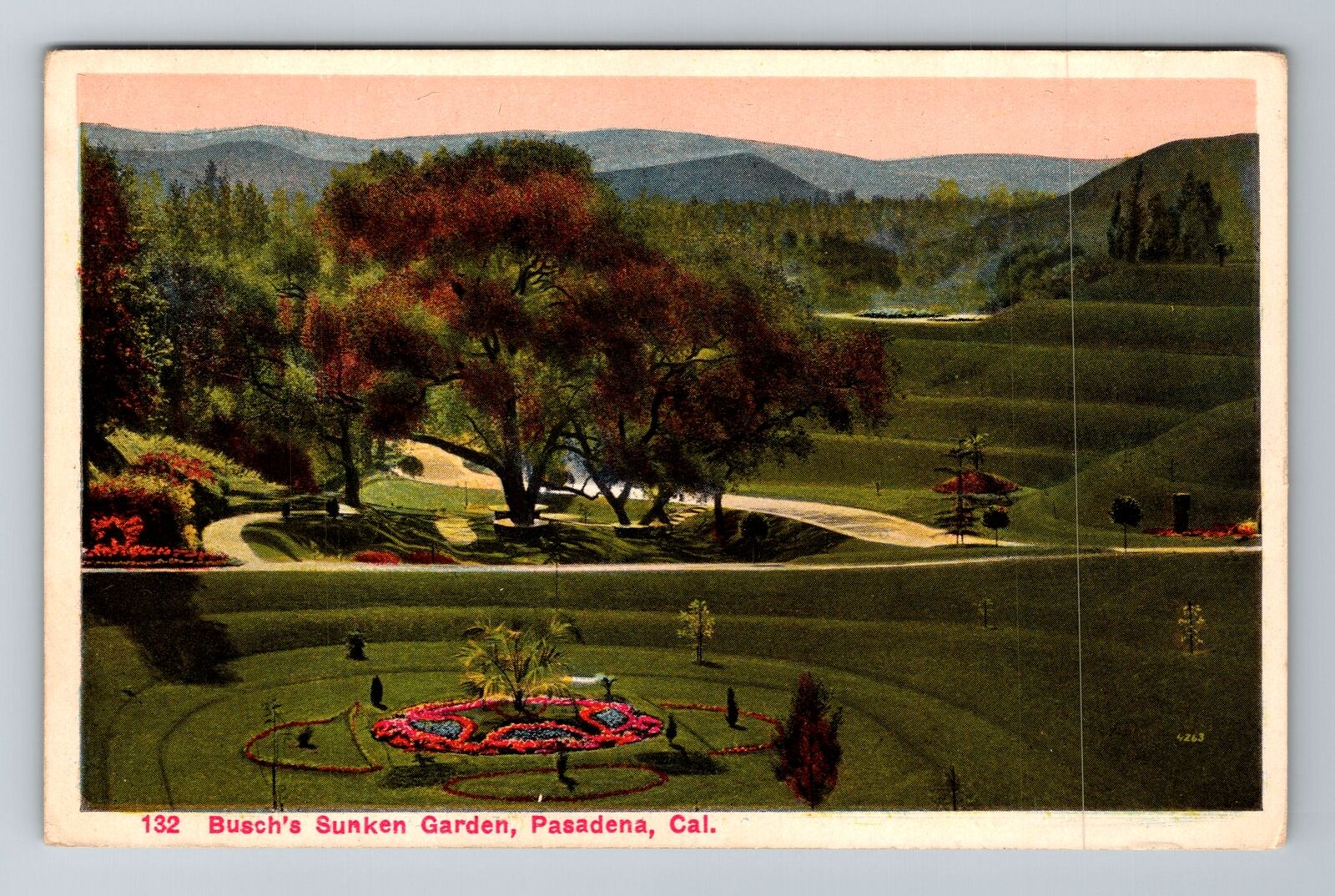 Pasadena CA-California, Busch\'s Sunken Garden, Antique Souvenir Vintage Postcard
