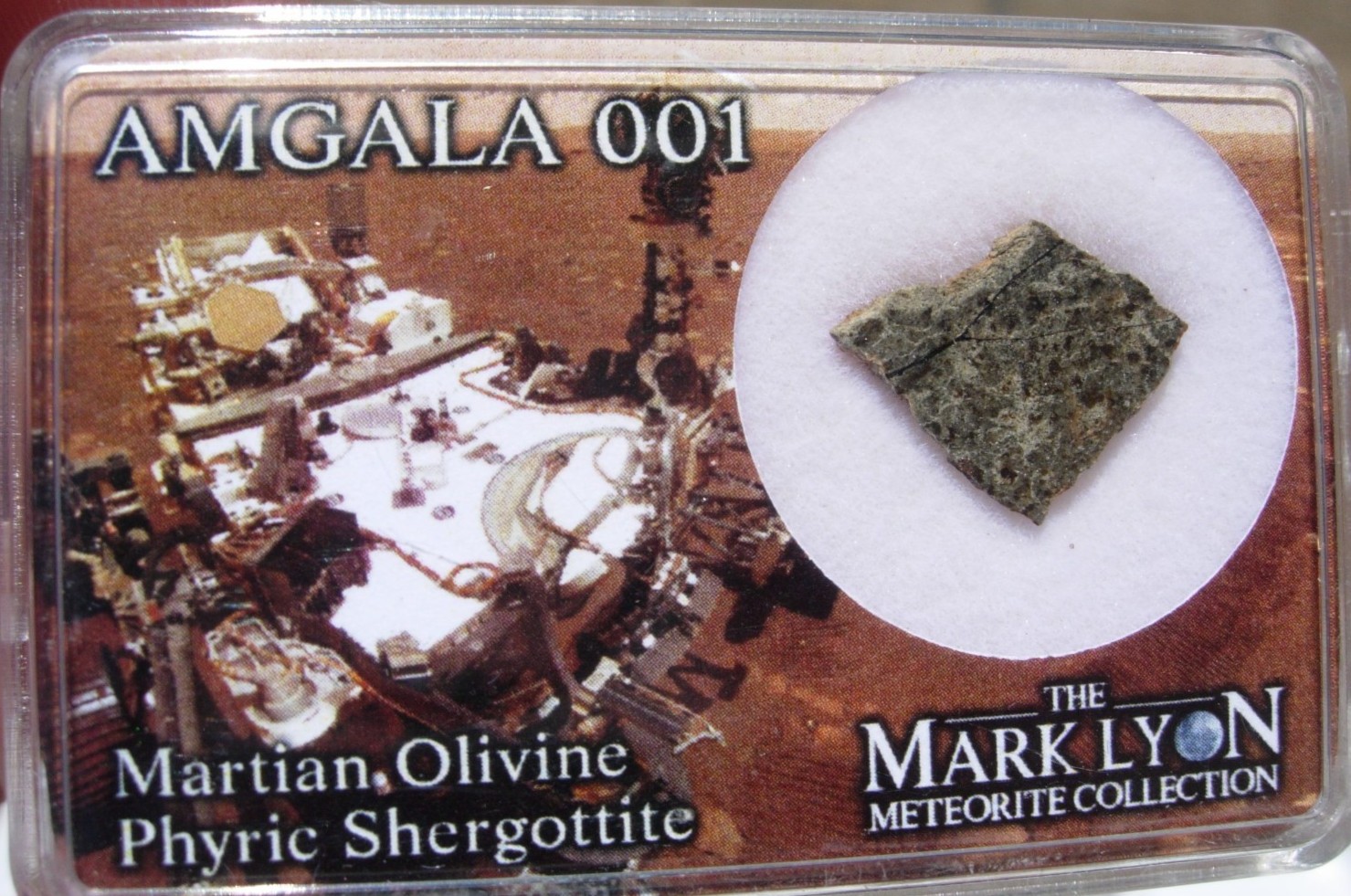 .717 grams 13mm Amgala 001 Martian Meteorite Slice One Side Polished in Box Case
