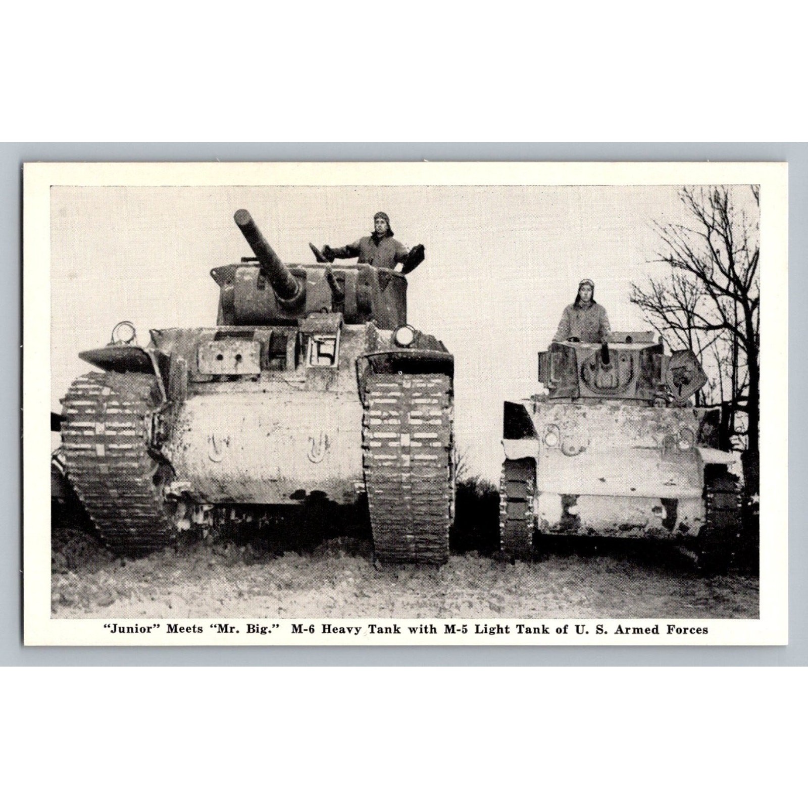 WWII U.S. M-6 Heavy Tank Meets M-5 Light Tank U S Armed Forces Vintage Military