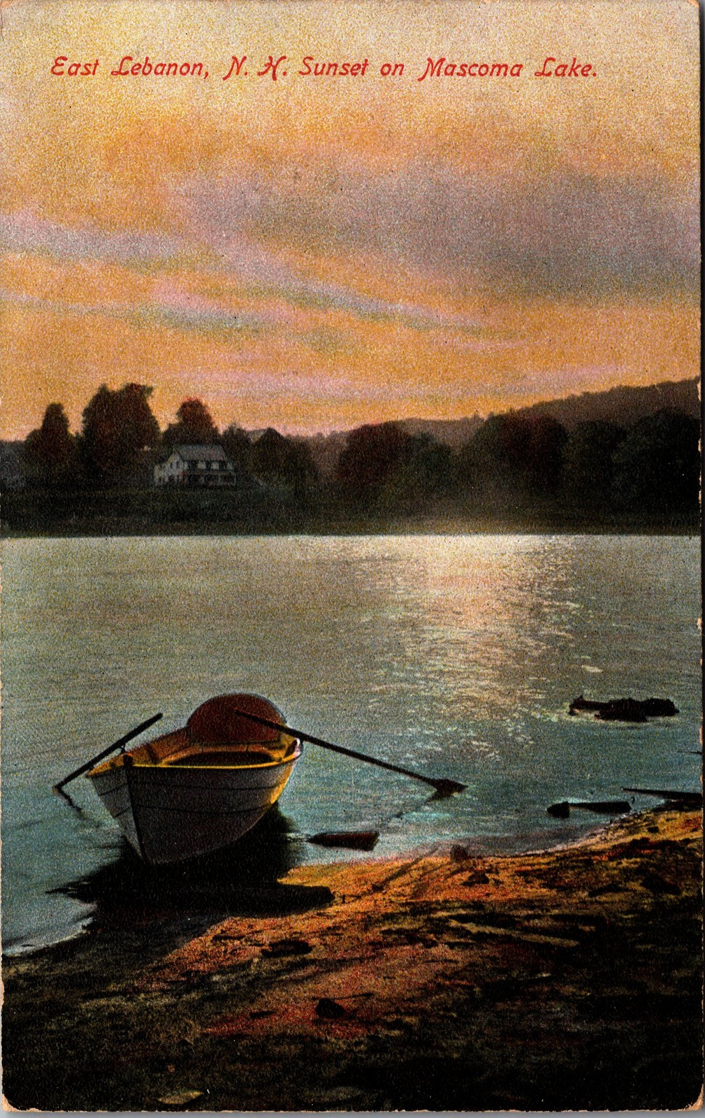 Postcard East Lebanon NH Sunset on Mascoma Lake New Hampshire Postcard East Lebanon NH Sunset on Mascoma Lake New Hampshire
