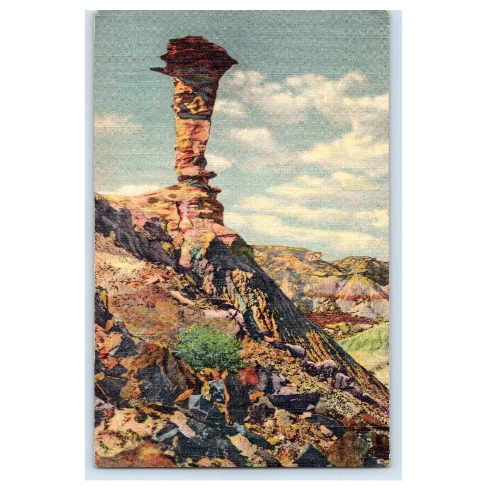 Eagle Nest Rock Petrified Forest Postcard Linen Vintage Arizona Desert Nature