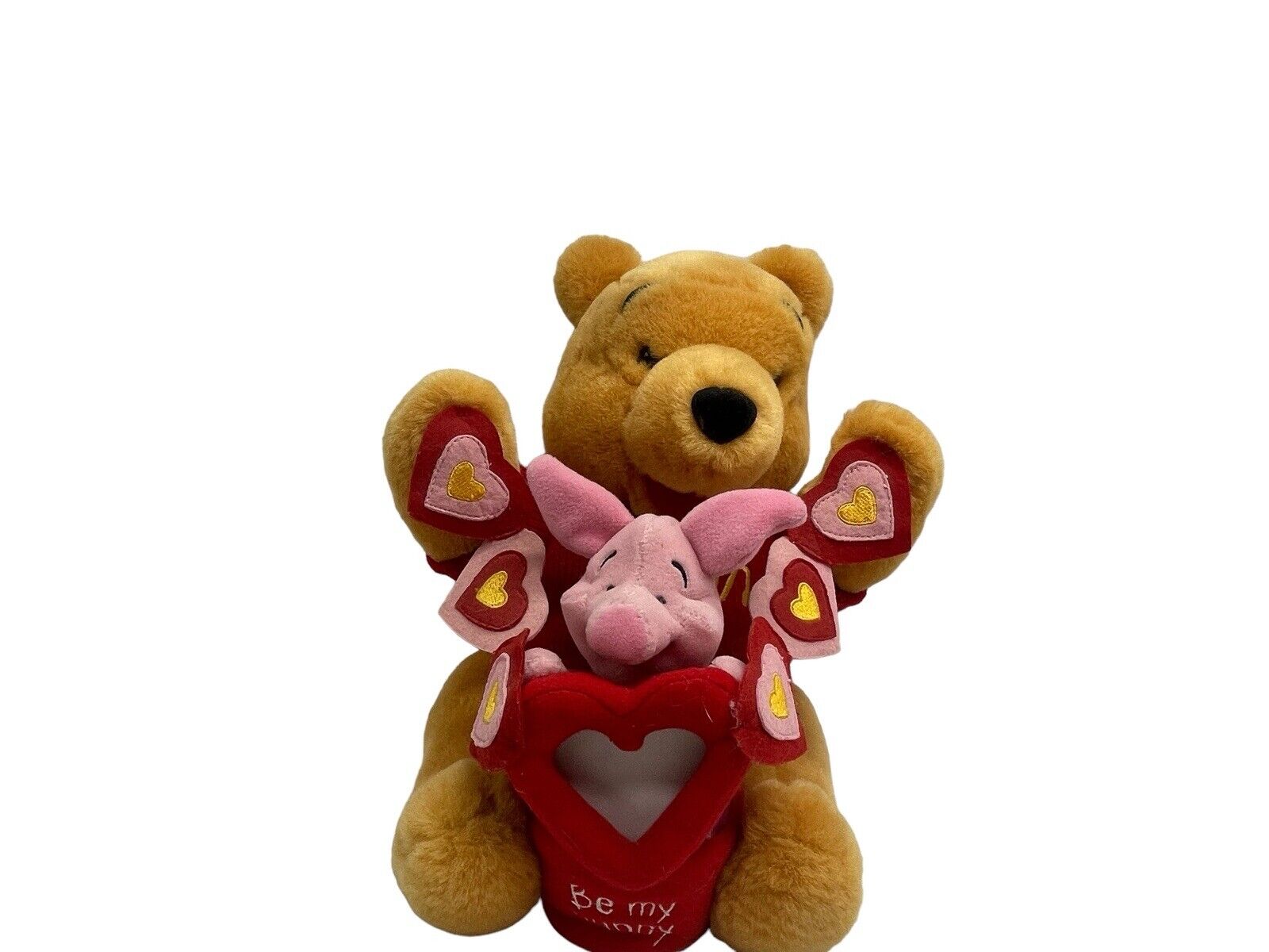 Winnie the Pooh and Piglet Valentines Be My Hunny Holding Hearts Stuffed Animal