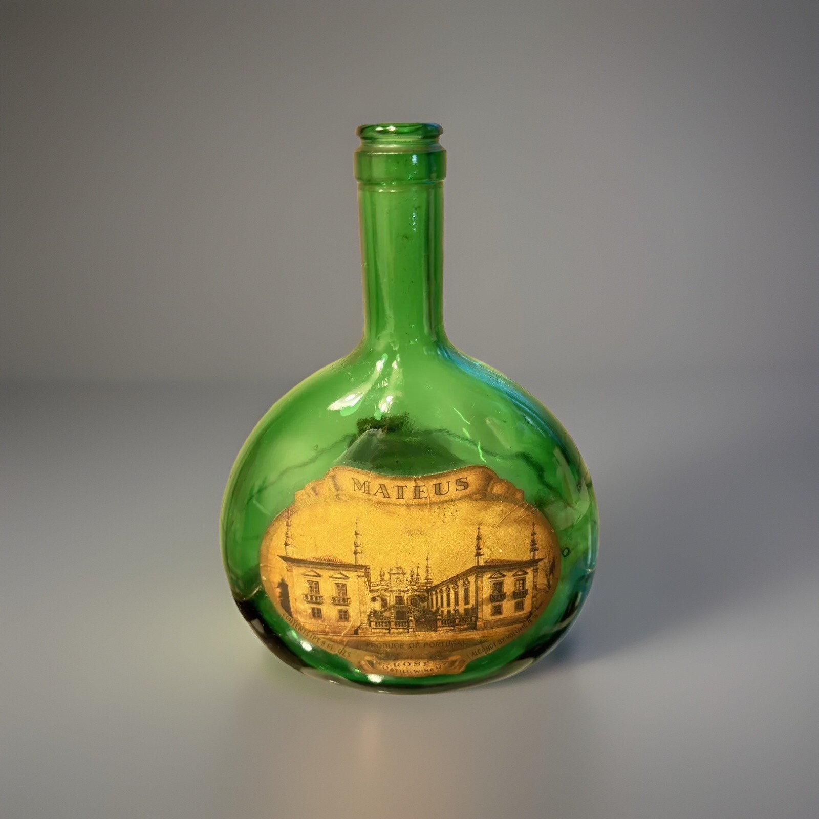 Mateus Green Glass Wine  Bottle Product Of Portugal Pint And 9 Ounces No Cap