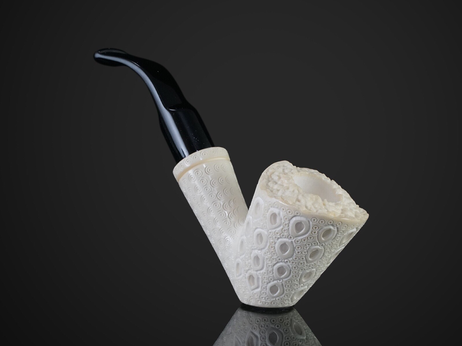 Tekin Lattice Cherrywood Pipe  New Block Meerschaum Handmade W Case#1489