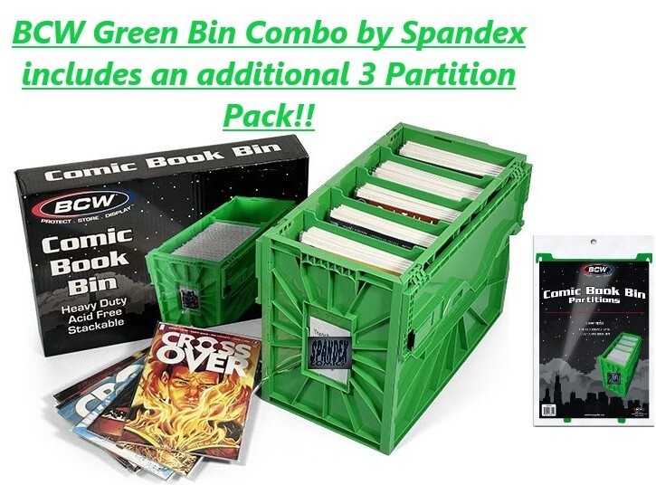 1 BCW Green Short Comic Book Bin Heavy Duty Acid Free Plastic Box + 3 Partitions 1 BCW Green Short Comic Book Bin Heavy Duty Acid Free Plastic Box + 3 Partitions