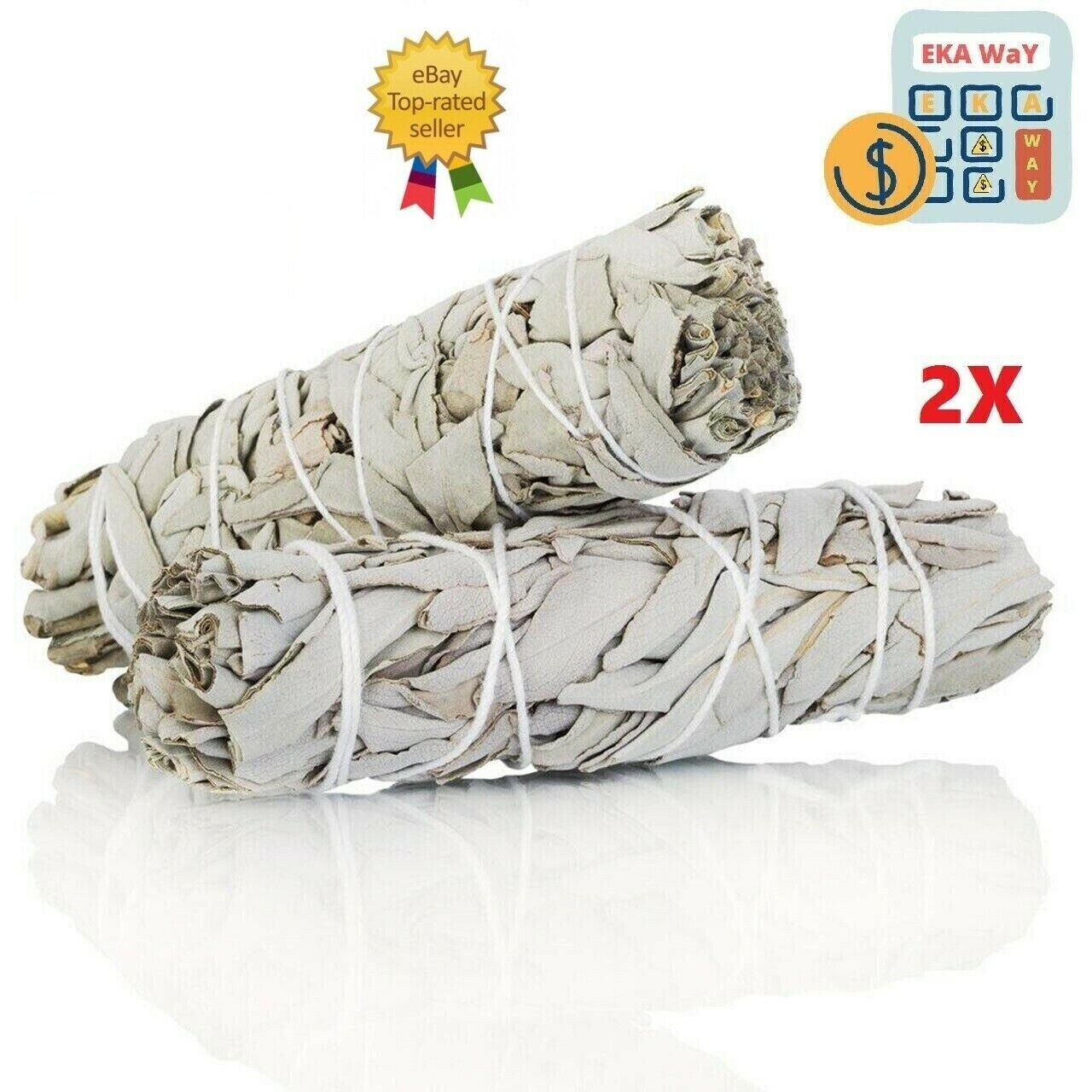2 Pack White Sage smudge Sticks Herb Cleansing Negativity Removal 4\