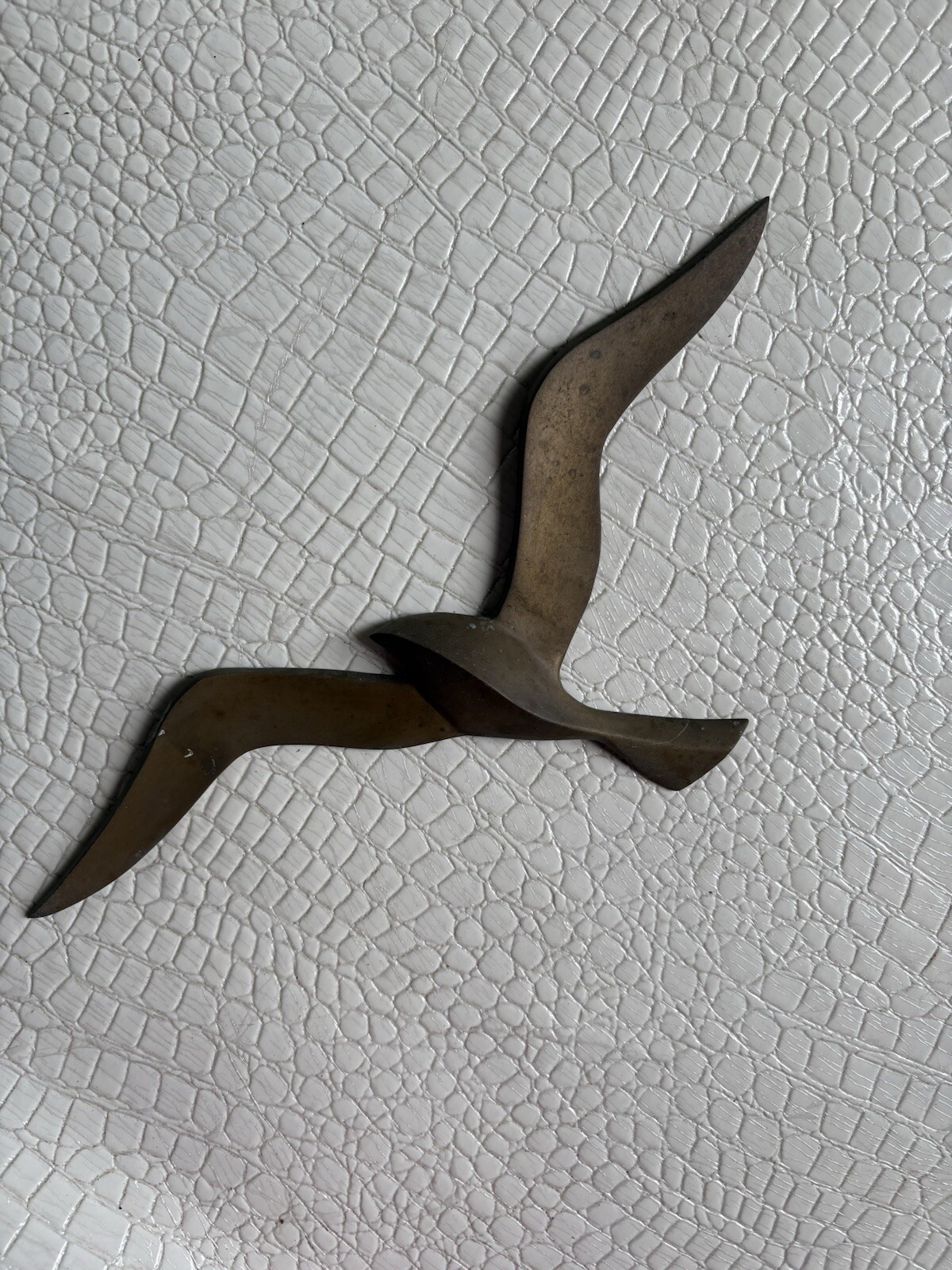VTG MCM Brass Flying Seagull Bird Wall Decor Mid Century Modern Hanging 14 Inch