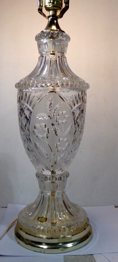 Vintage ZAJECAR 24% Lead Crystal Table Lamp Yugoslavia Hollywood Regency 28” #1