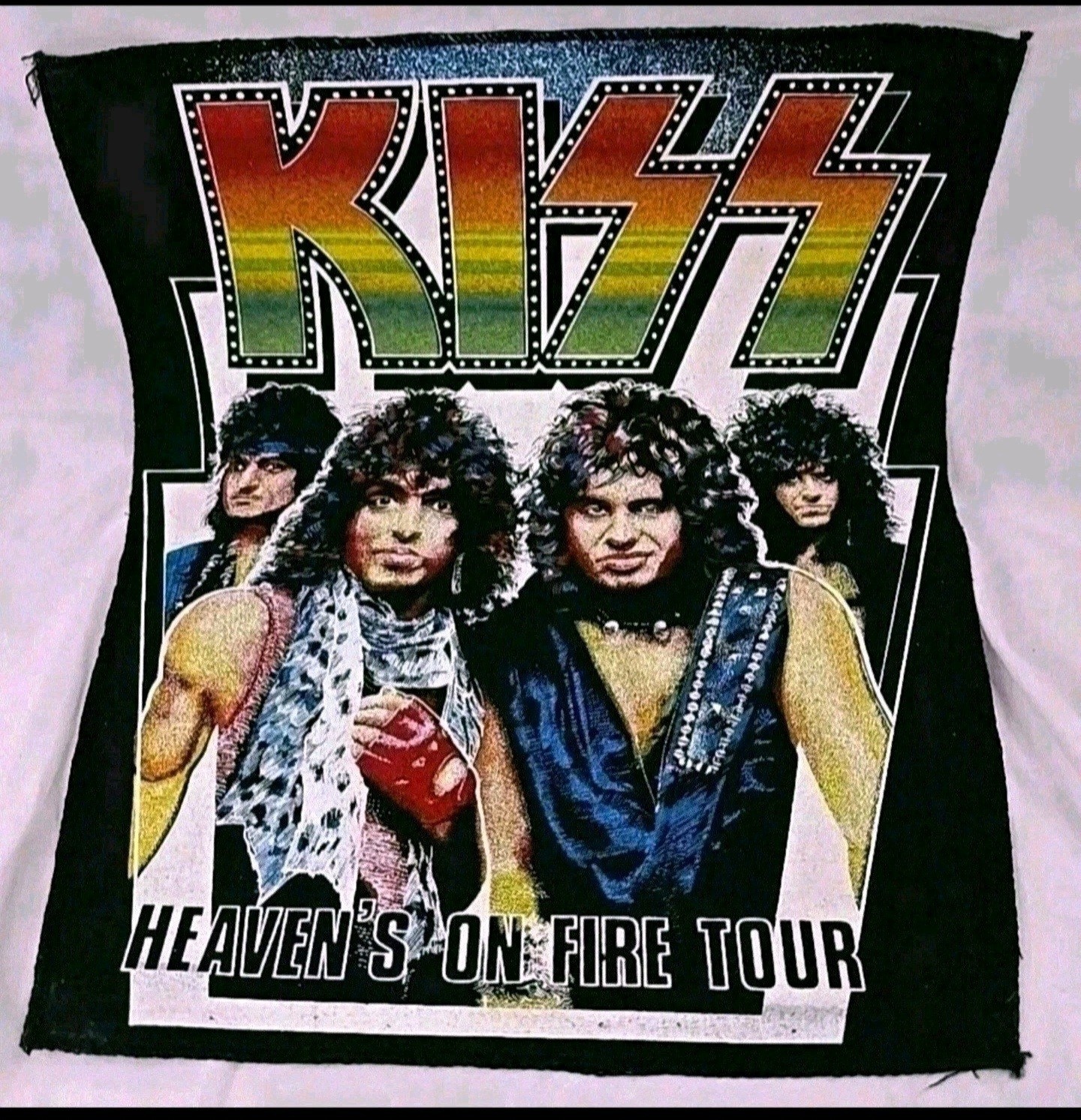 Kiss Back Patch Animalize Heaven\'s On Fire Theme UK Release 1980\'S Vintage