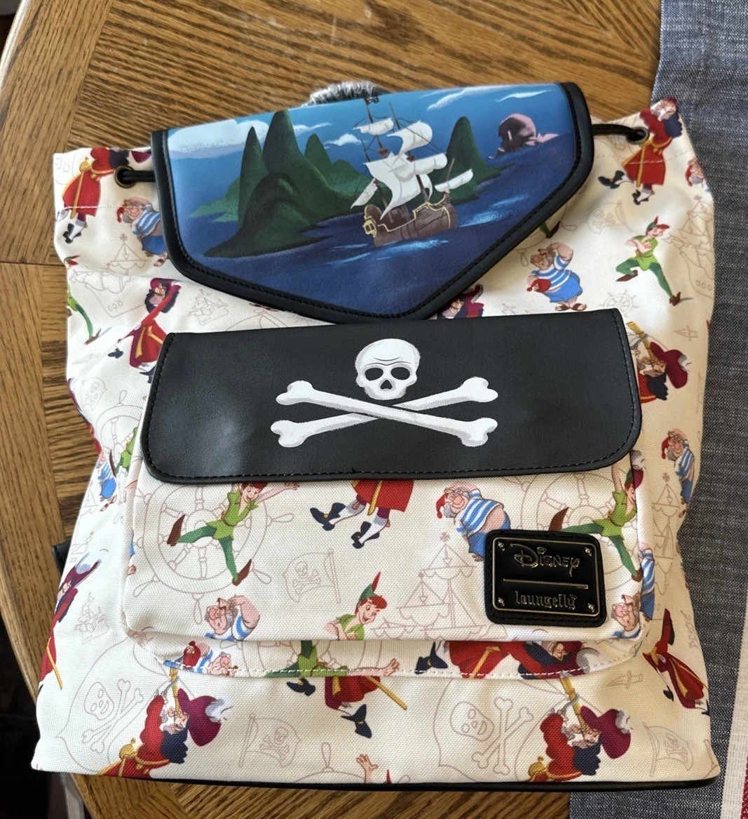 Loungefly Disney Peter Pan Exclusive Pirate Ship Drawstring Full-Size Backpack