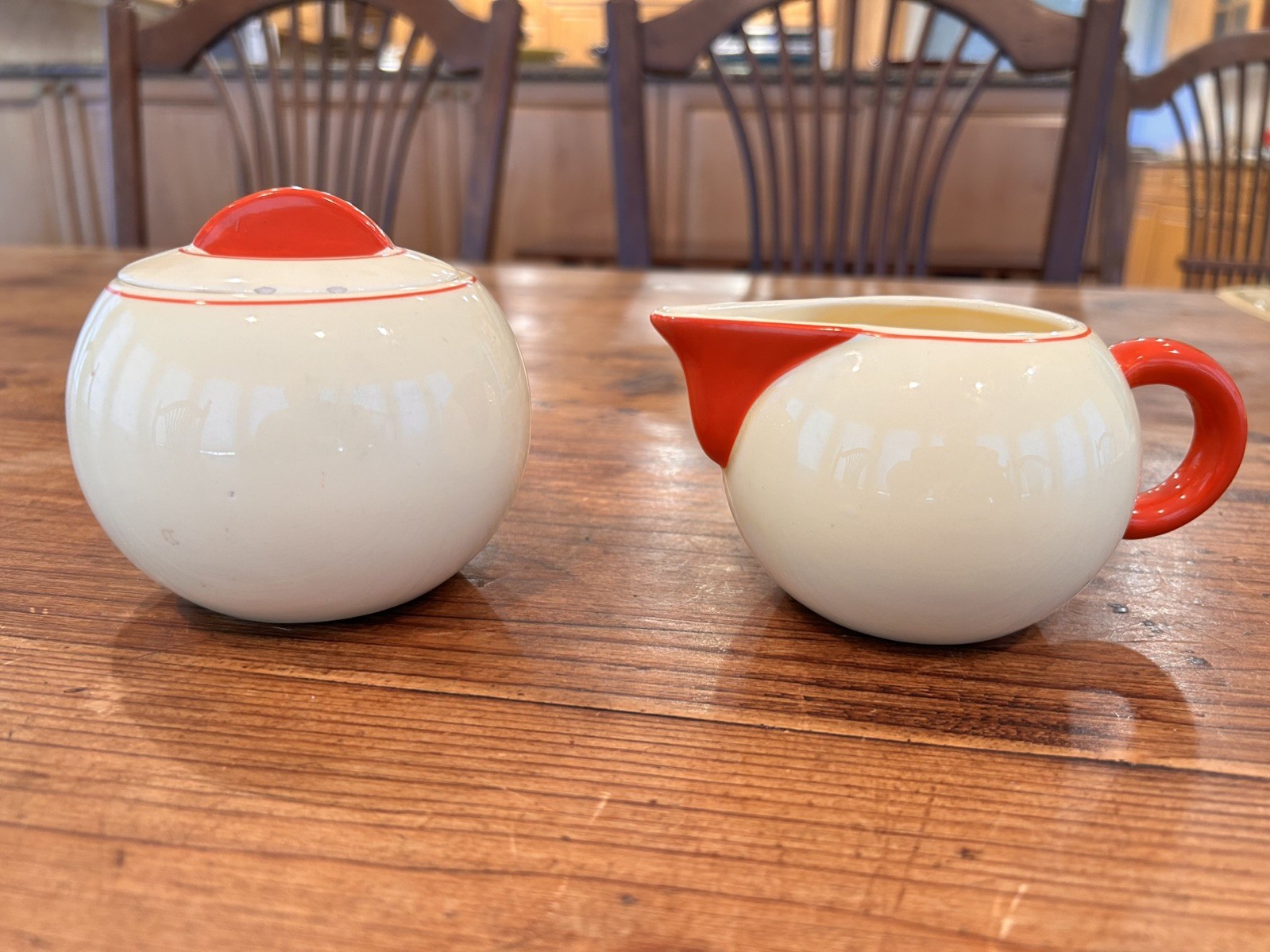 Art Deco Czechoslovakian Creamer & Covered Sugar Bowl