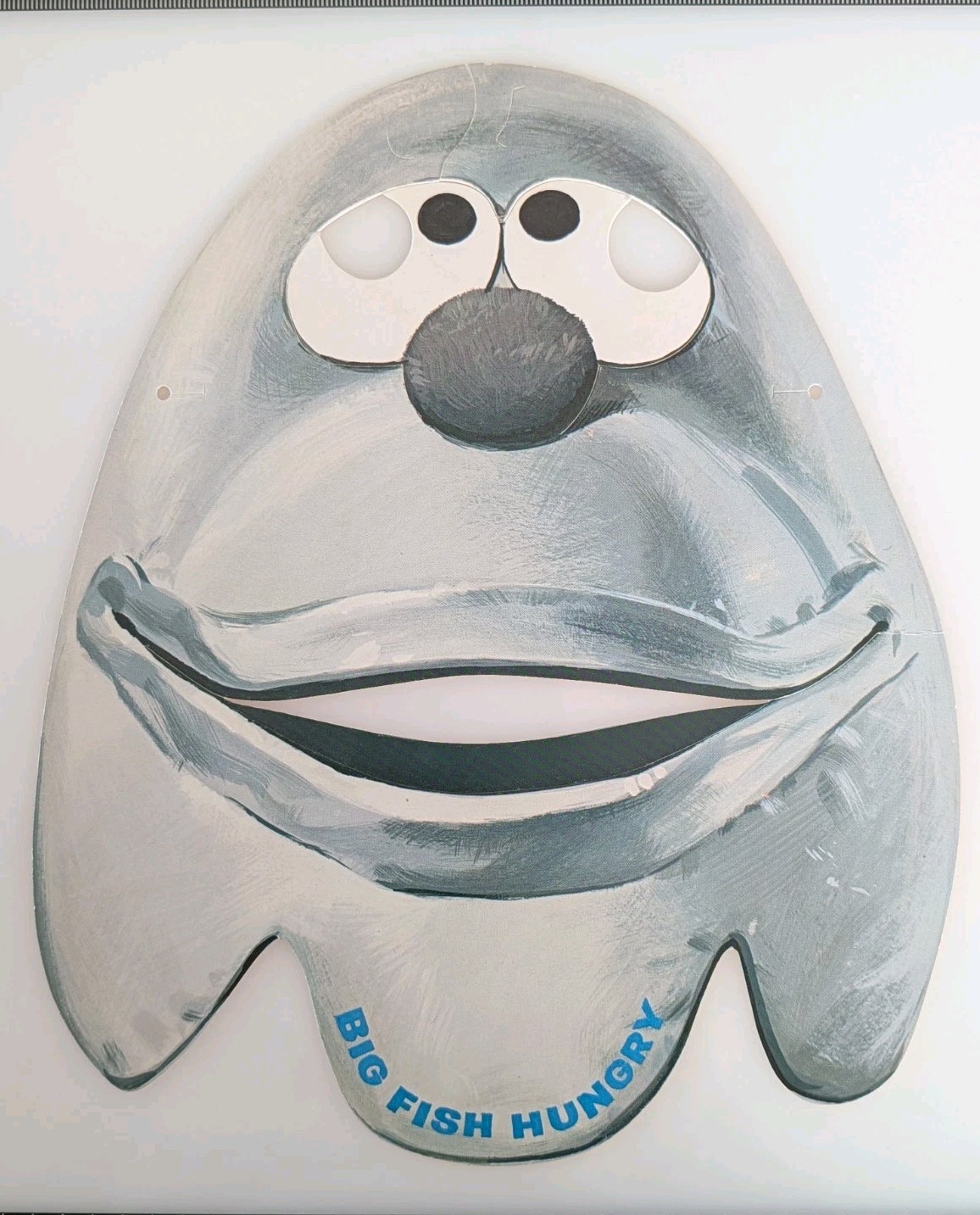 1970s Red Barn Big Fish Hungry Paper Mask Vintage Fast Food Restaurant Premium