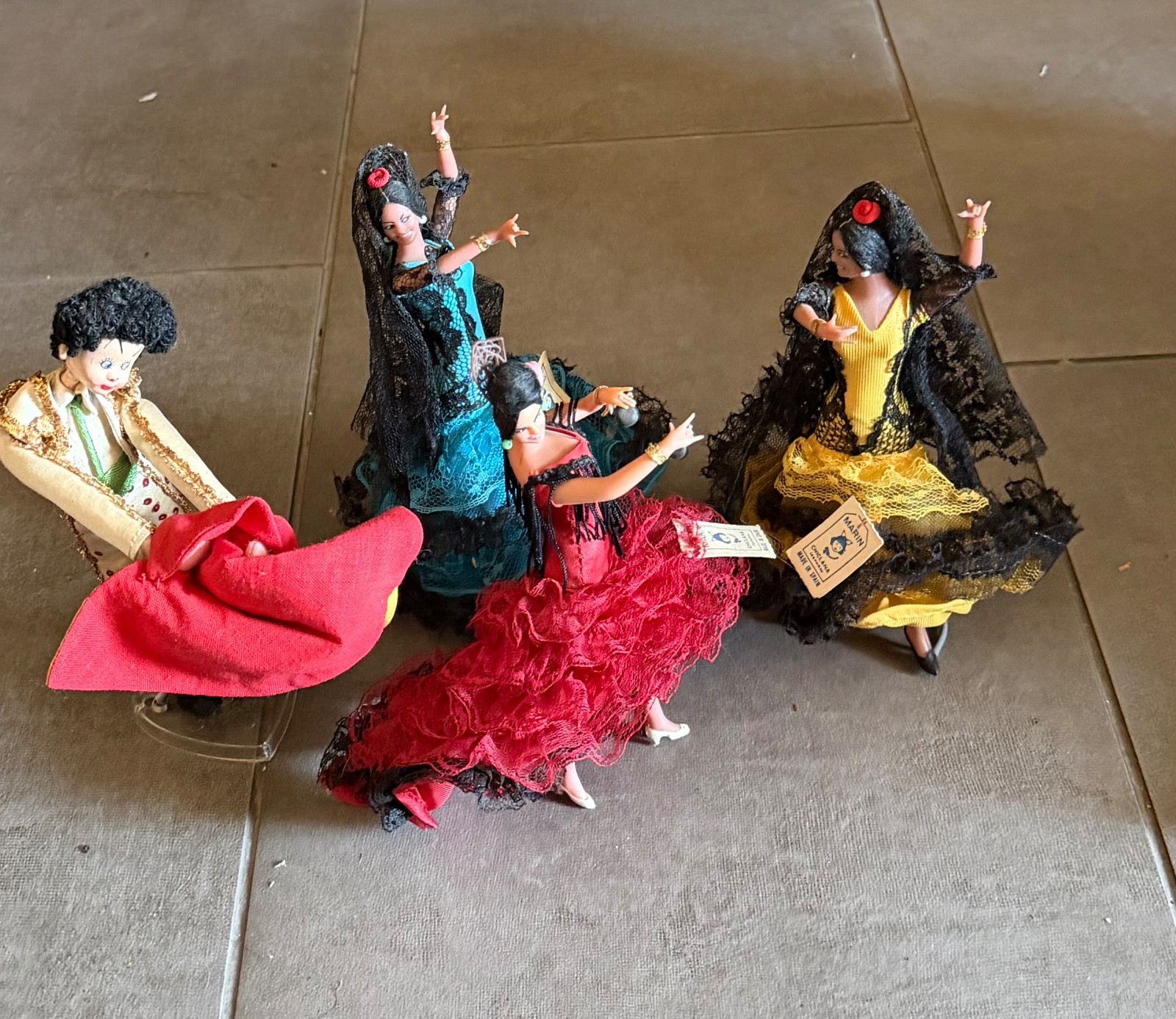 VTG Lot 4 Marin Chiclana Spain Dolls - Matador Bullfighter & 3 Flamenco Dancers