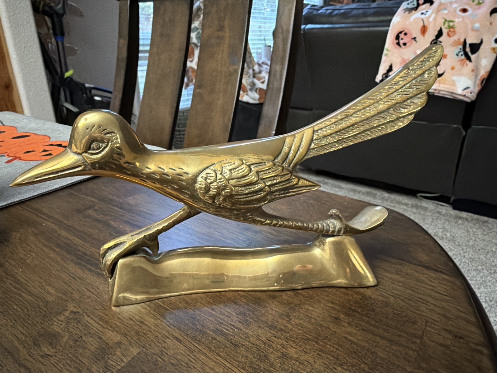 Vintage Solid Brass Roadrunner Figurine Statue MCM Southwestern Decor 9.5” Long