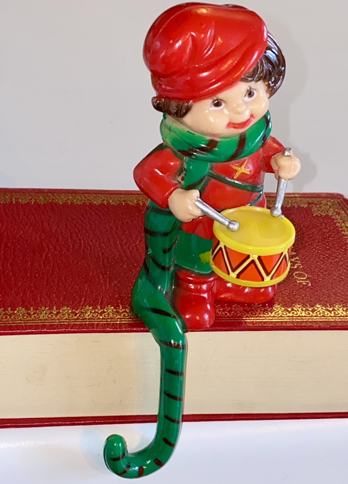 Vintage JSNY Celluloid Little Drummer Boy Shelf Sitter Stocking Holder