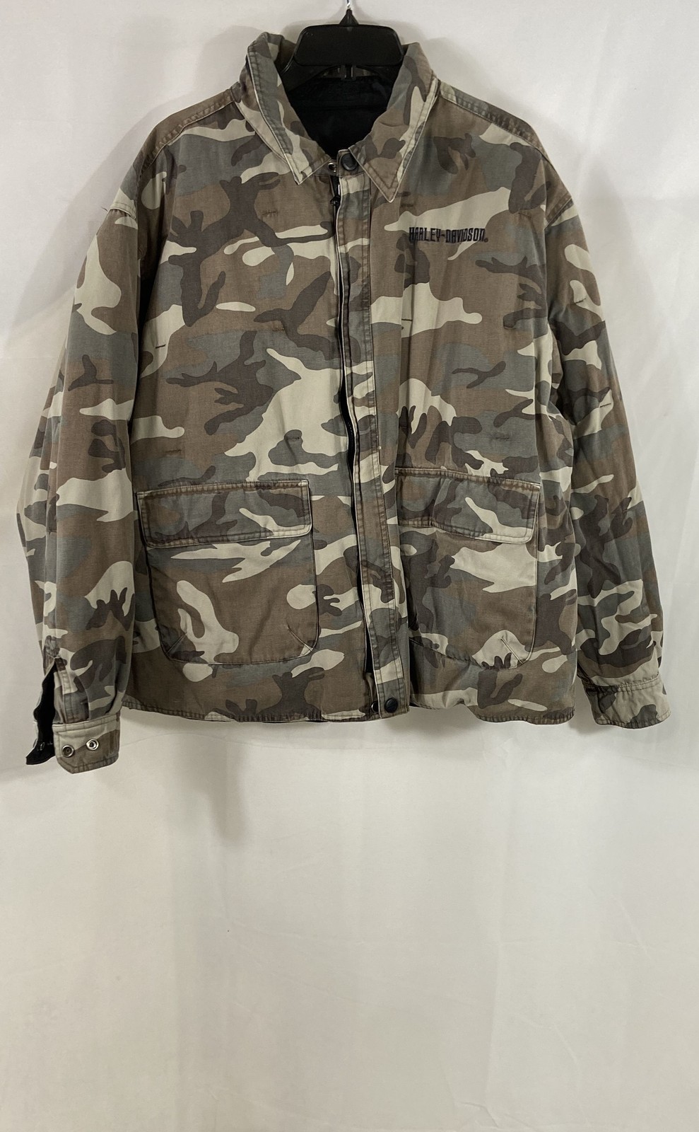 Vintage 2006 Harley-Davidson Reversible Camo Puffer Jacket Down Filled Sz XL