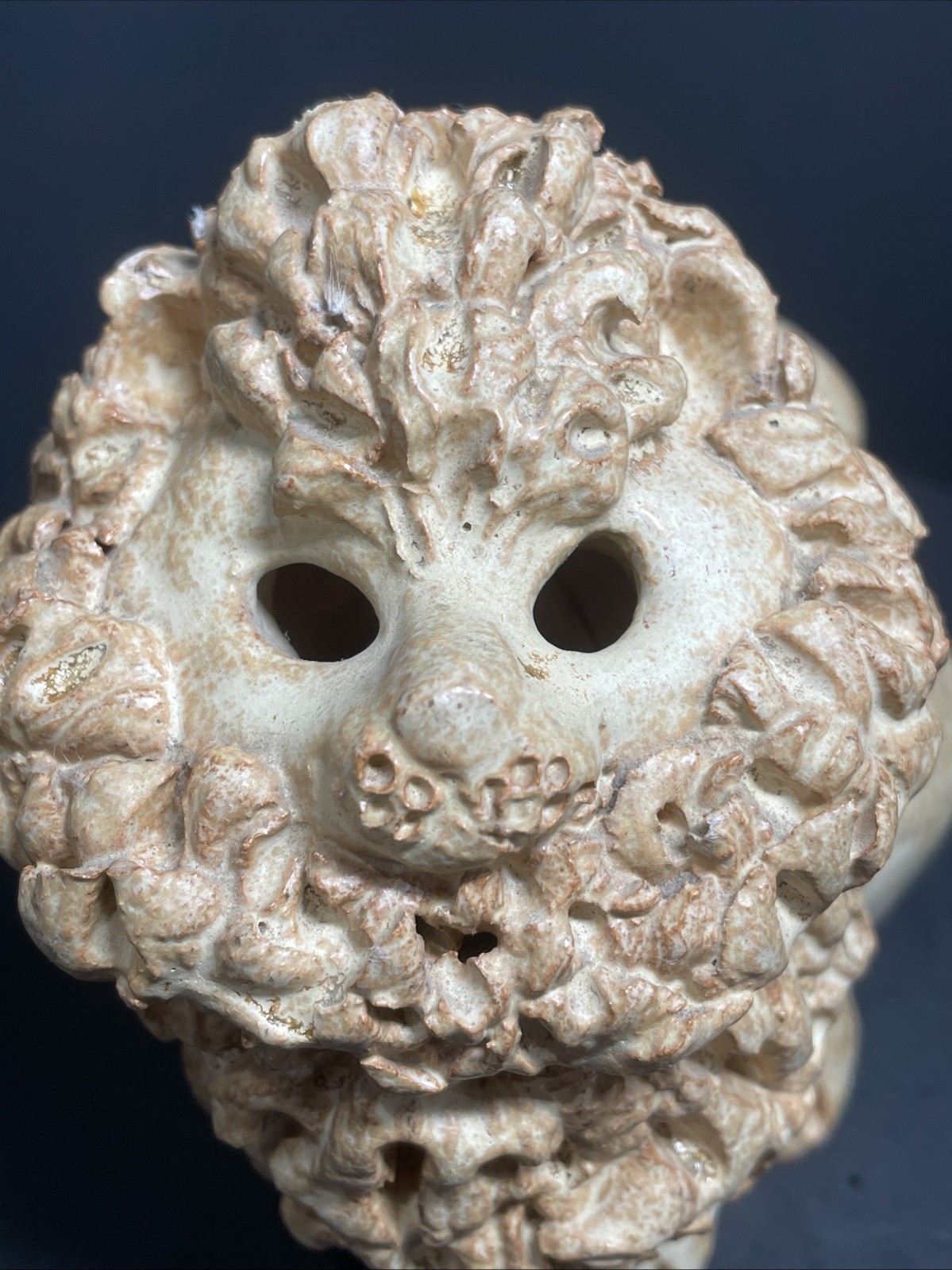 Mary Fortuna Signed Clay Sculpture Lion Folk Art Figurine Handmade Mane King
