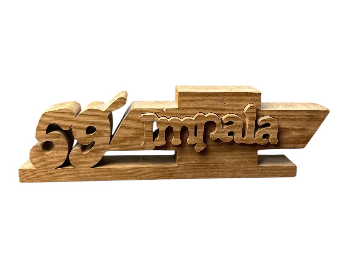 Hand Carved Wooden Vintage 59 Chevy Impala Chevrolet Sign Mancave