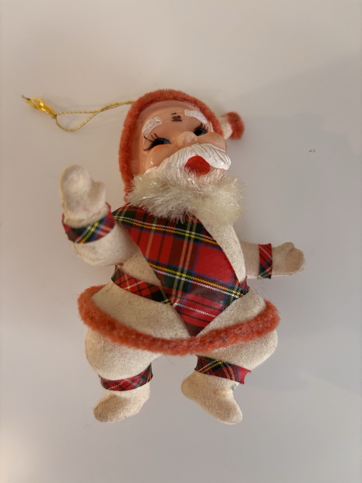 Vintage Lot of 12 Flocked Christmas Ornaments Santa, Mrs Claus, Elves, Mice etc 