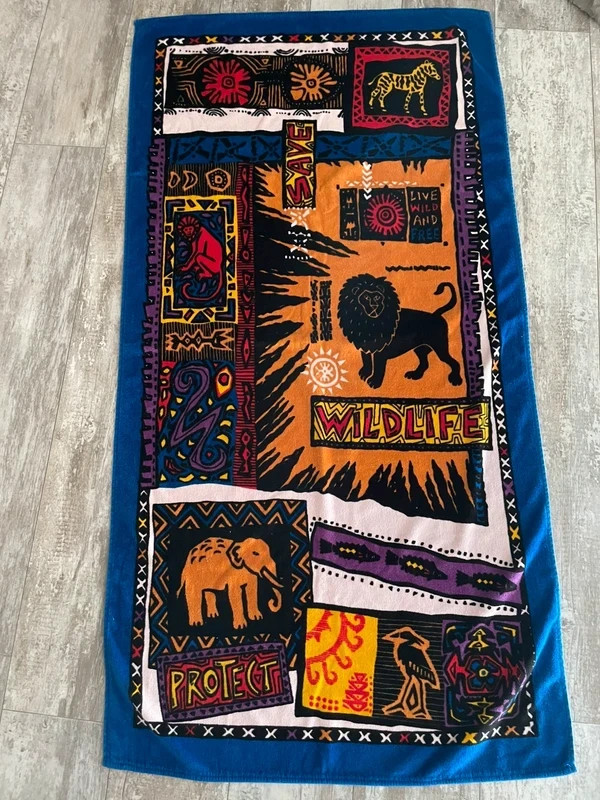 Vintage Ocean Club Protect Save Wildlife Beach Towel