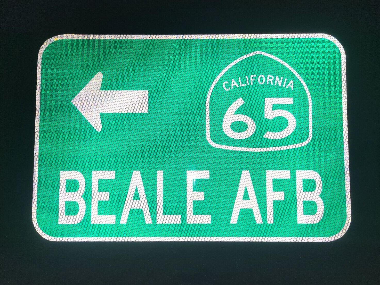 BEALE AFB, California Hwy 65 route road sign 18\