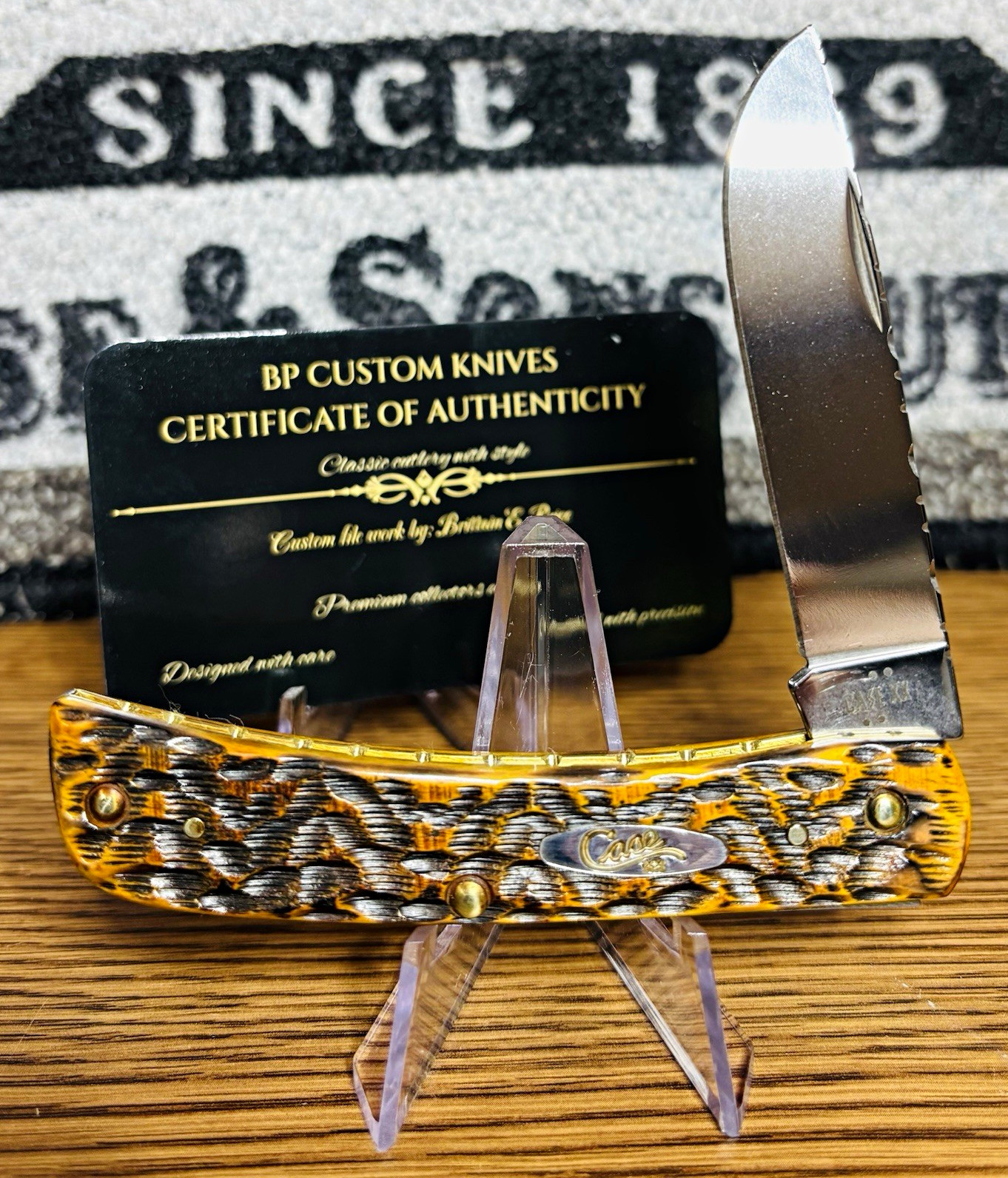 Case XX BP Custom Knives Bone Handle Stainless COA Spiced Pumpkin