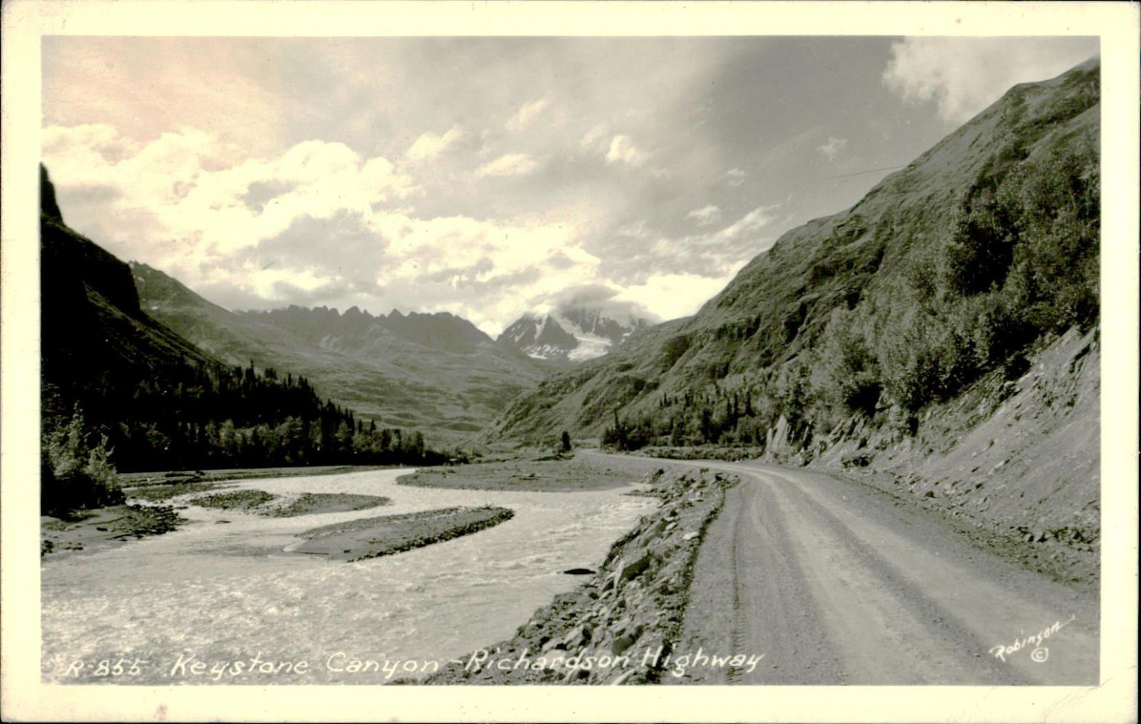 Valdez Alaska Keystone Canyon Richardson Highway RPPC Real Photo Postcard R-855