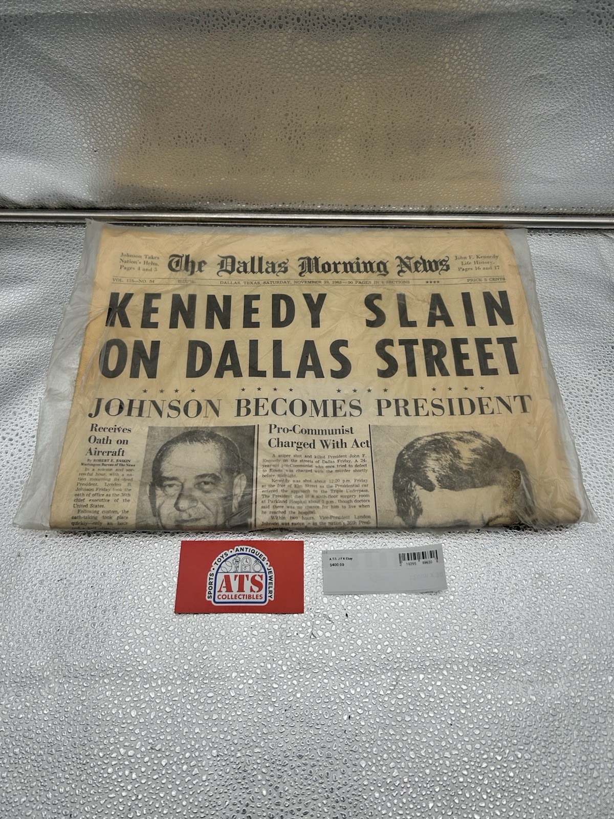 Original Nov. 23 1963 Dallas Morning Newspaper Kennedy Slain On Dallas Street