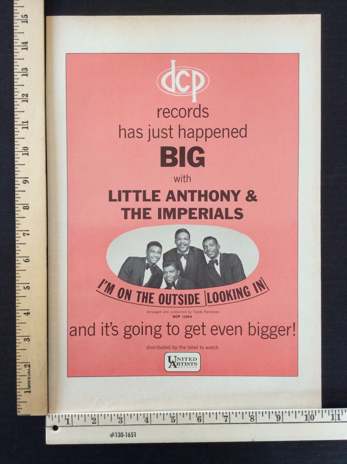 Rare Orig VTG 1964 Little Anthony & the Imperials Poster Style Music Ad Print