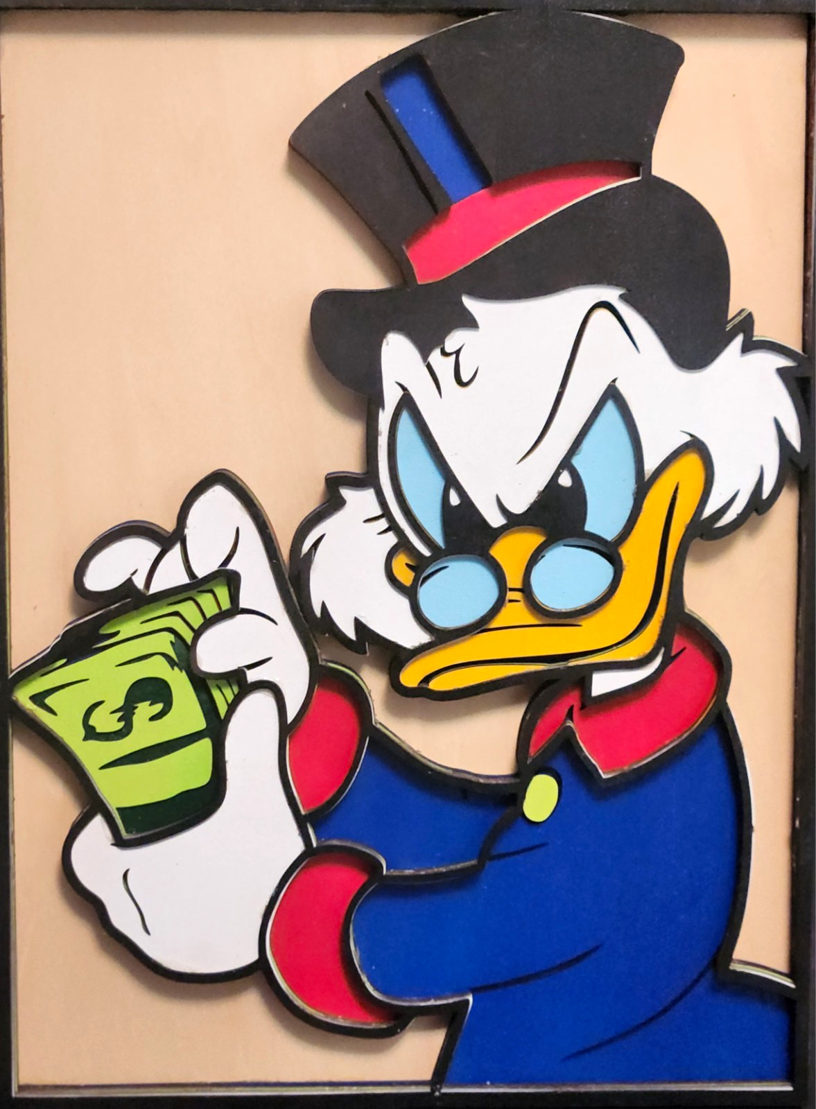Disney Scrooge McDuck Framed Wall Art Print, Wood Back Hanging