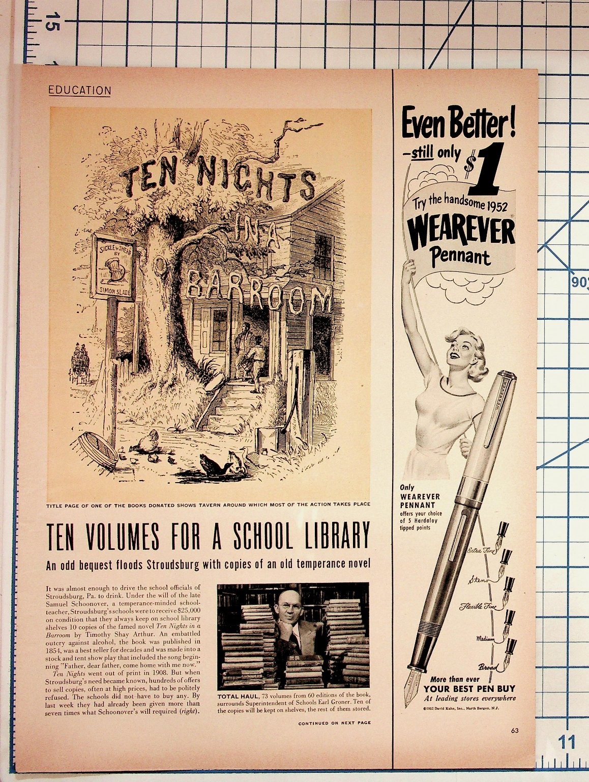 1952 Wearever Pen Ad Stroudsburg PA Ten Nights Barroom Pard Dog Food Magazine
