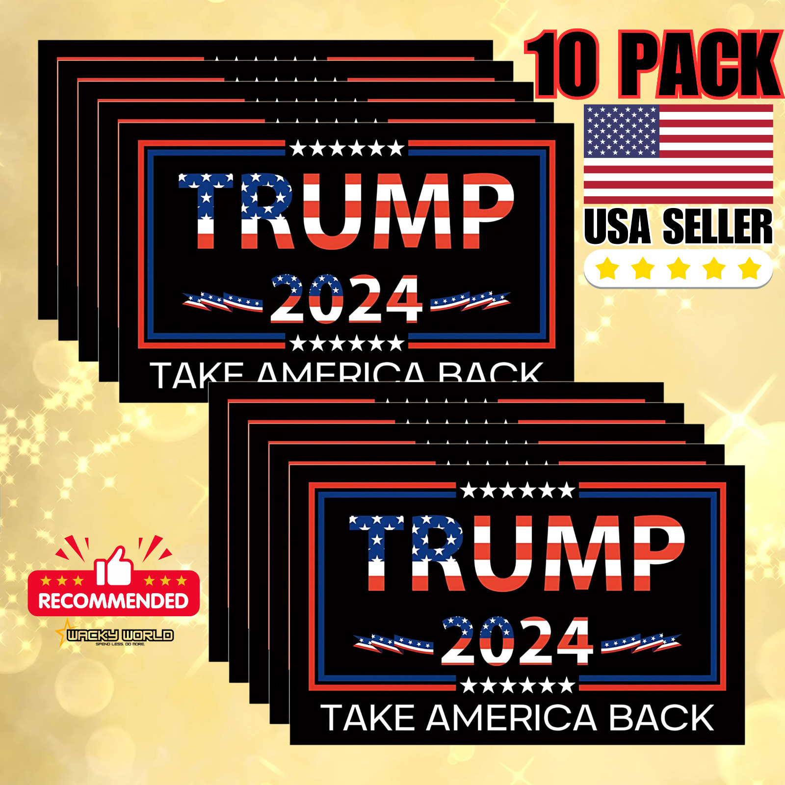 10pc Trump 2024 Stickers Bulk Take America Back Car MAGA Bumper Decal Stickers