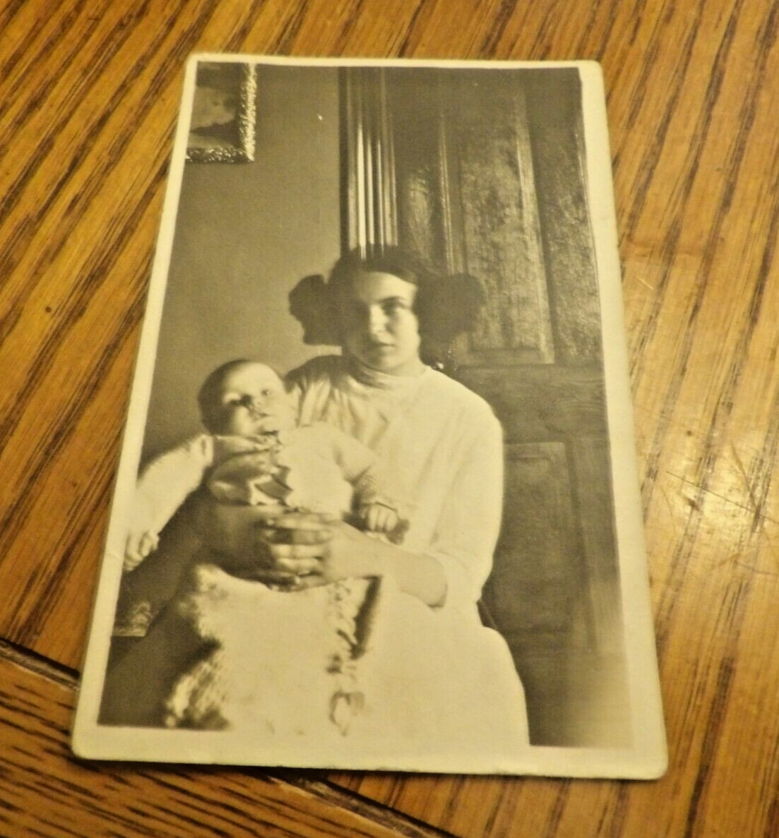 RPPC Woman with Baby Sitting in Her Chair-Early Princess Leia Cosplay