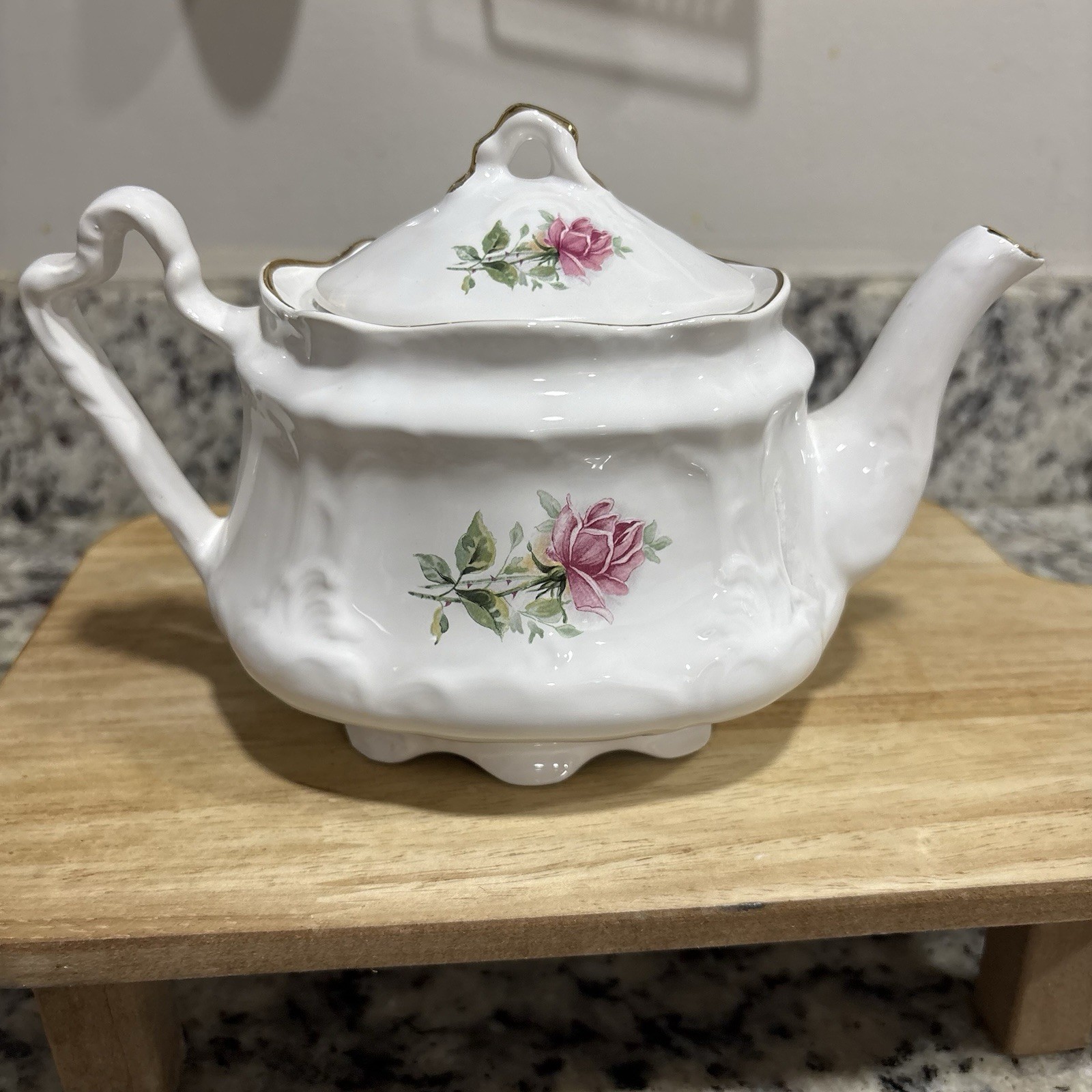 Arthur Wood & Son Floral Teapot - #6304 - Vintage 1950’s - Gold Trim