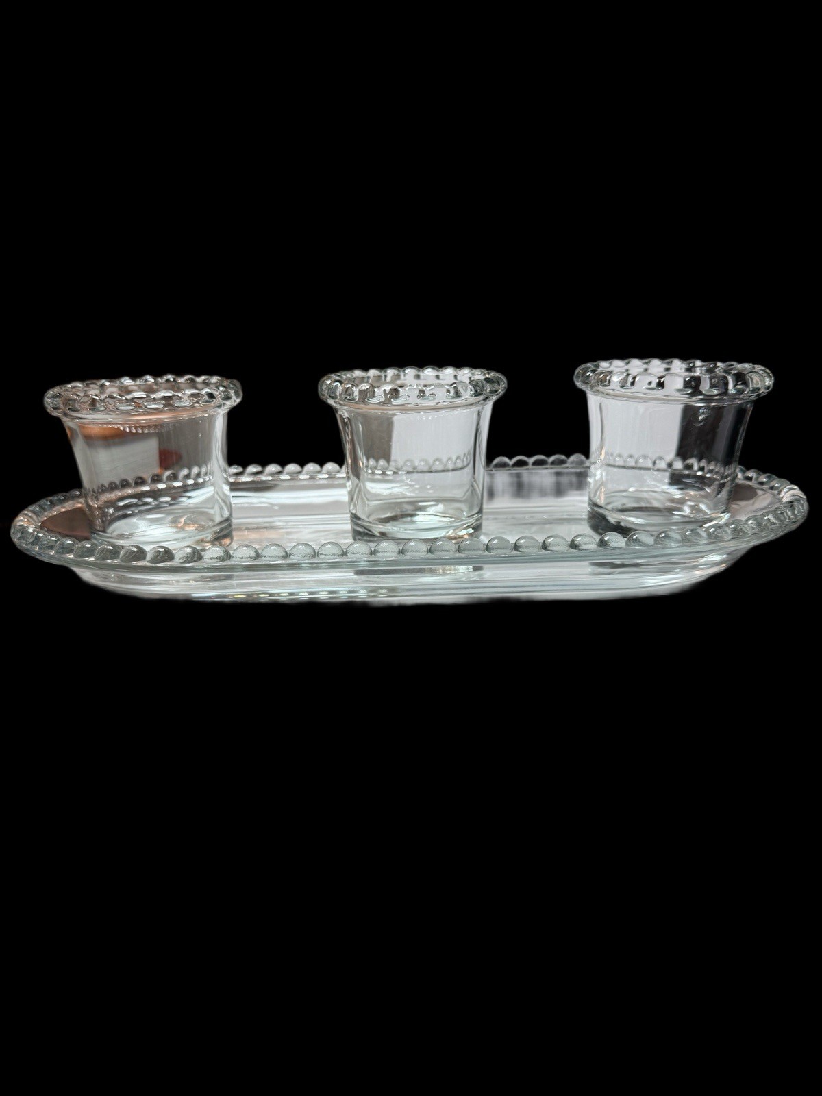 Imperial Glass Candlewick Relish Set 14.5” Tray w/3 Condiment Bowls; Mid-Century
