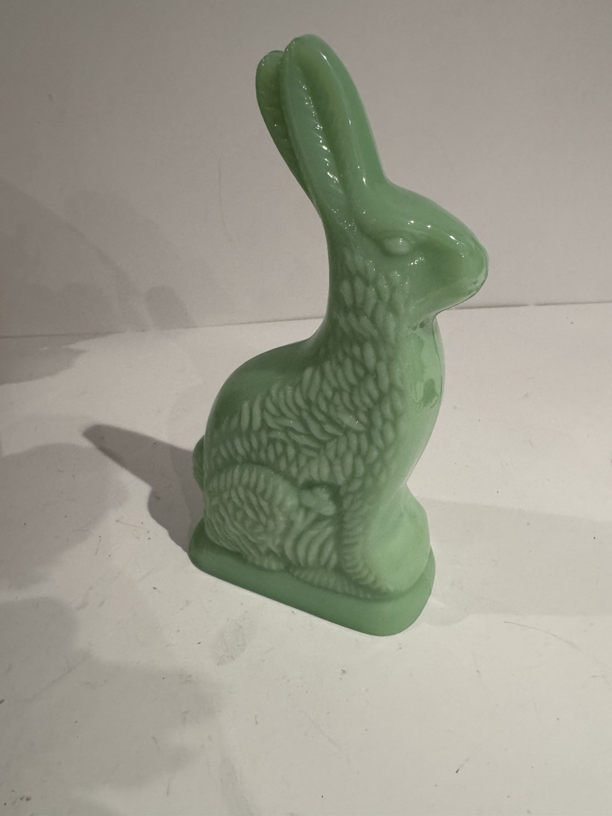vintage green glass Easter bunny figurine