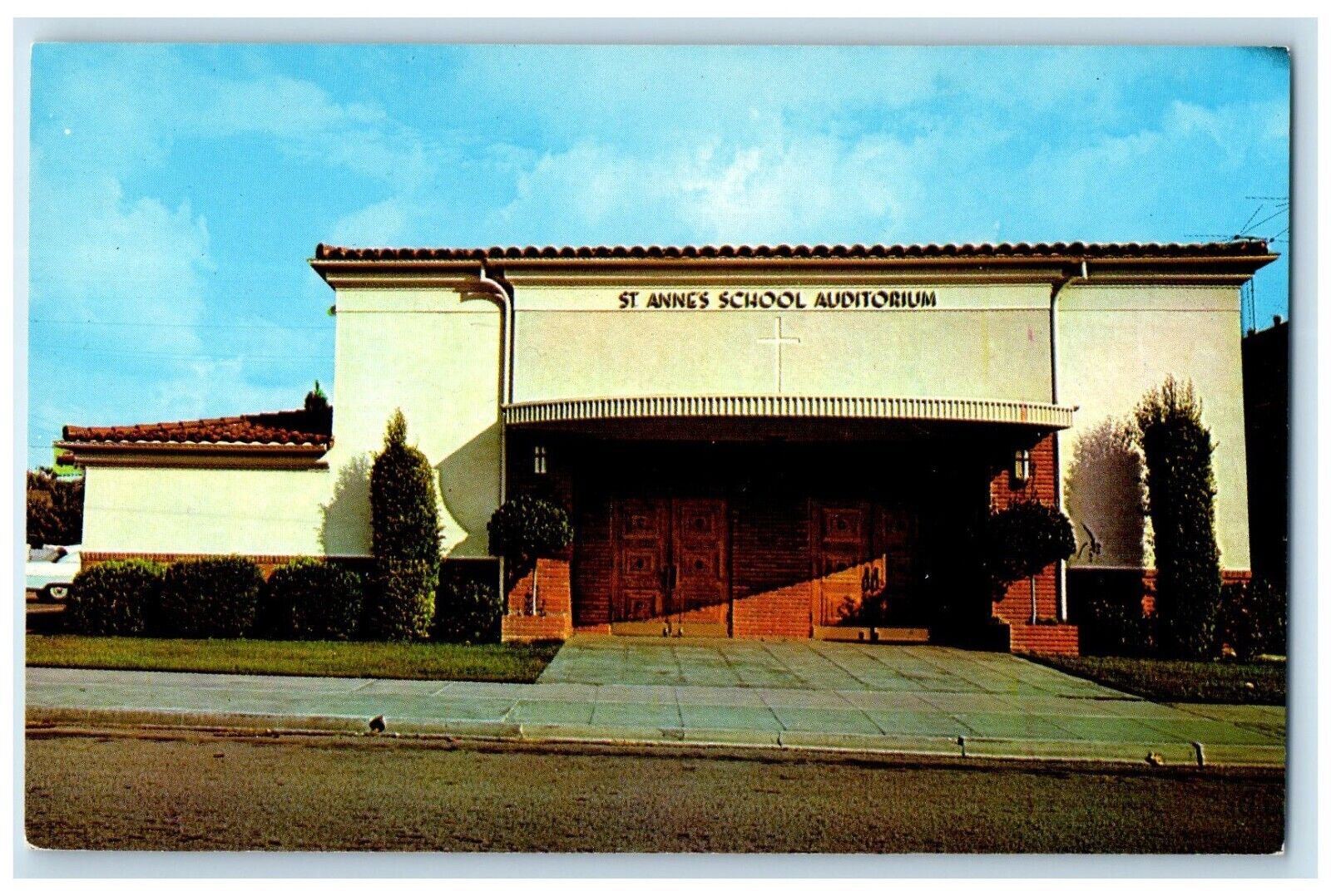 c1960's St. Anne's Auditorium Exterior Building Santa Ana California CA Postcard