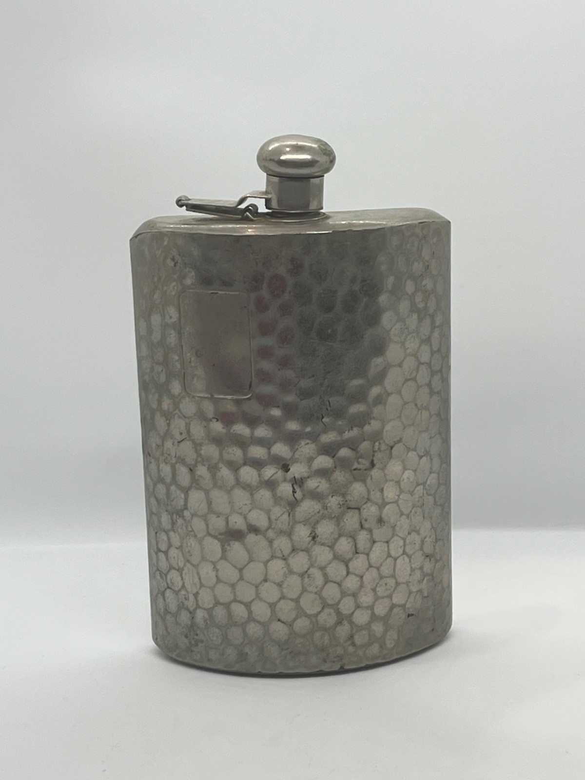 Vintage Royal Pewter Hammered Hip Flask Non-Corrosive Bayonet Cap 1920s Art Deco