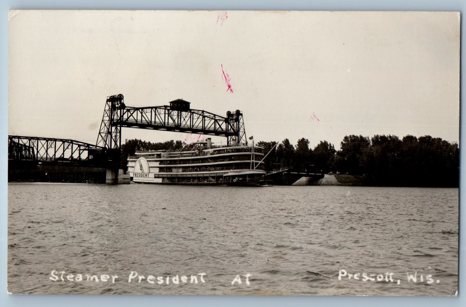 c1910\'s Steamer President At Prescott Wisconsin WI RPPC Photo Antique Postcard c1910\'s Steamer President At Prescott Wisconsin WI RPPC Photo Antique Postcard