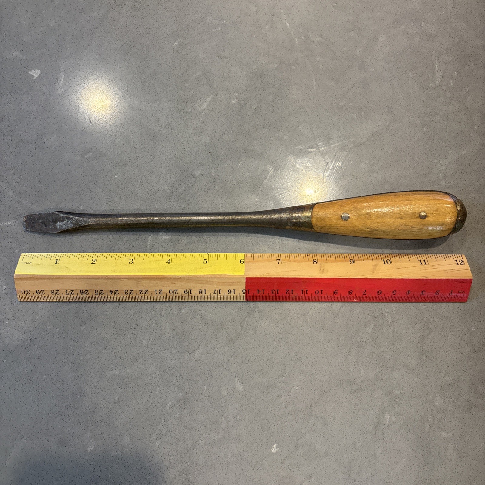 Vintage Irwin US of A Split Wood Handle 10” Square Shank Screwdriver 1/2”