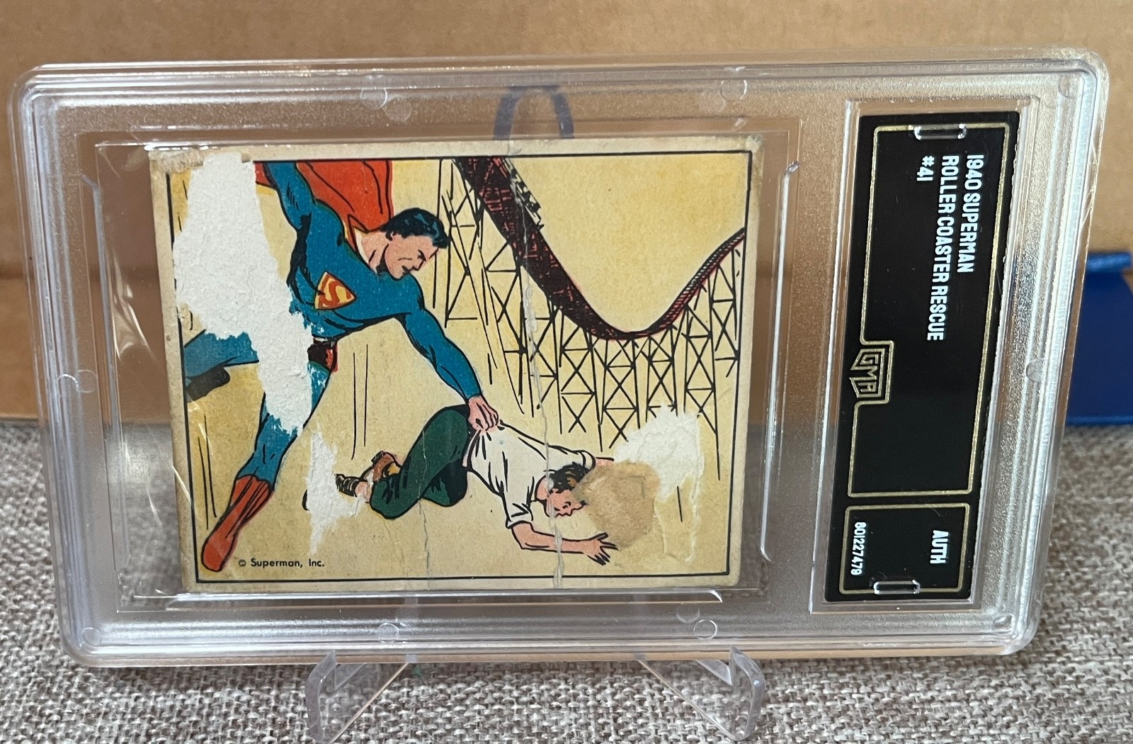 1940 Superman Gum - #41 Roller Coaster Rescue - Rookie RC - GMA Authentic