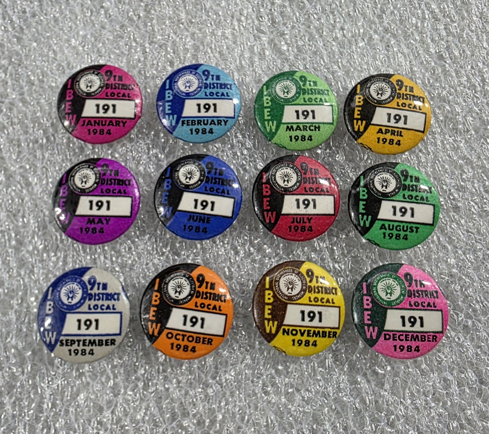 1984 Vintage Button Lot - IBEW 9th District Local 191