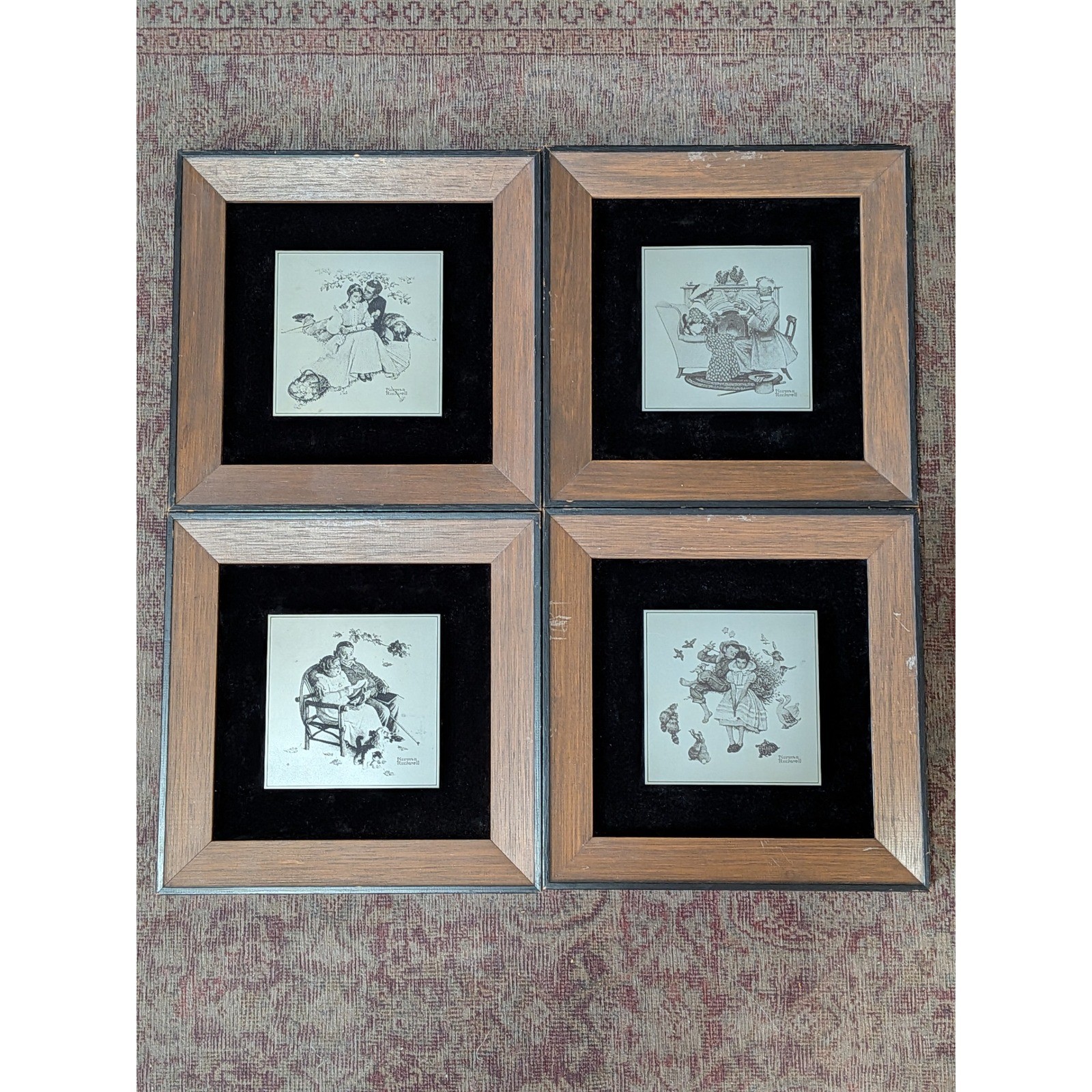 VTG 1972 Norman Rockwell The Four Seasons of Love Metal Prints Set of 4 #1263