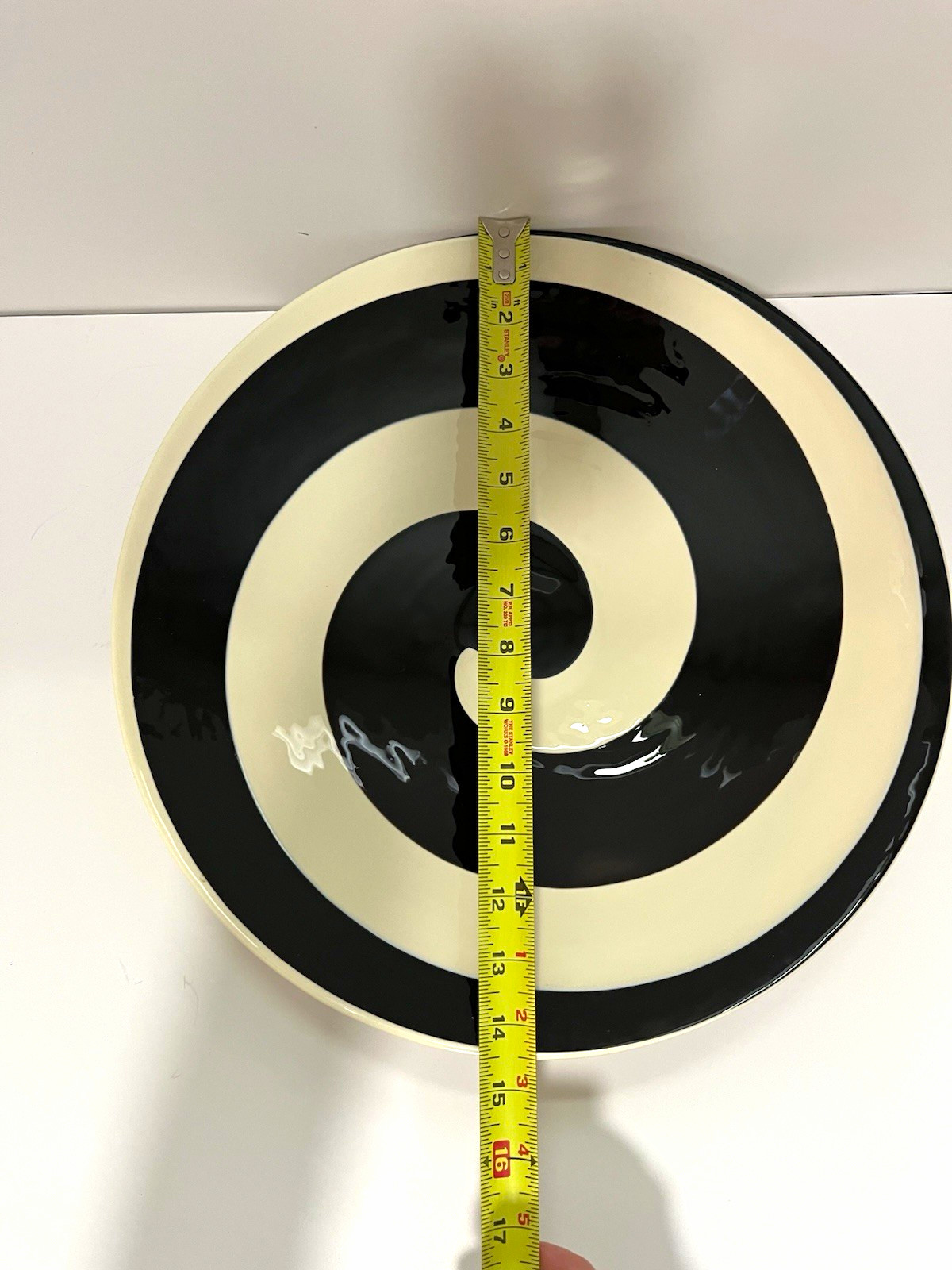 Murano Black & White centerpiece bowl 14” vintage Yalos Casa Murano art glass 